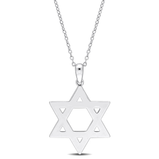 Star Of David Pendant with chain In Sterling Silver