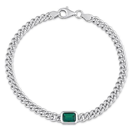 Created Emerald Cuban Link Bracelet