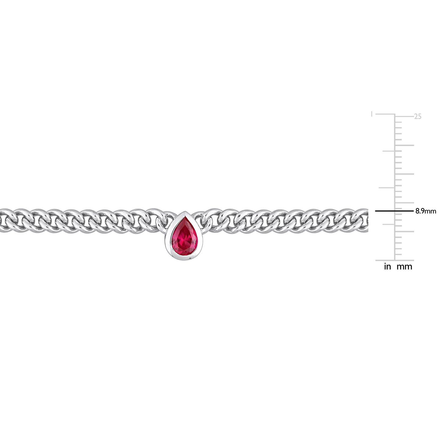 2-Piece Created Ruby Necklace and Bracelet Cuban Link Necklace and Bracelet