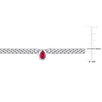 2-Piece Created Ruby Necklace and Bracelet Cuban Link Necklace and Bracelet
