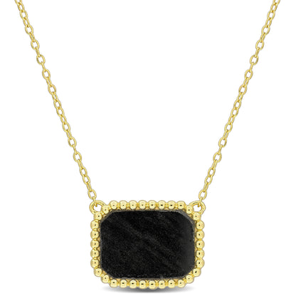 5 CT Octagon Cut Gemstone Necklace with Silver Chain