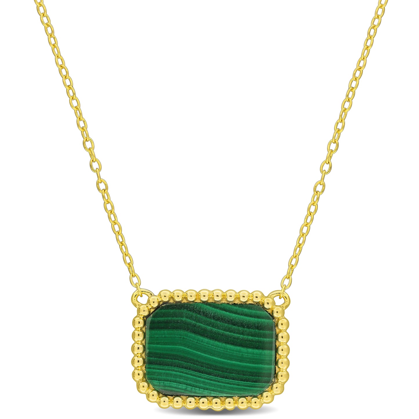 5 CT Octagon Cut Gemstone Necklace with Silver Chain