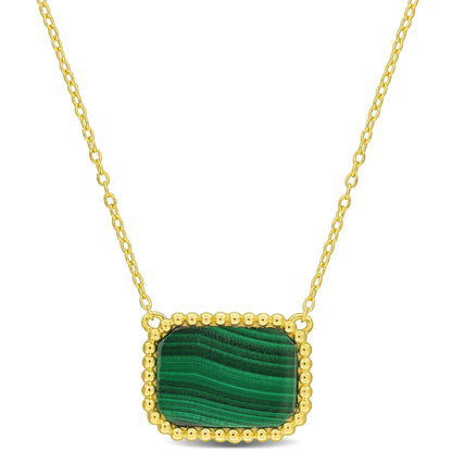 5 CT Octagon Cut Gemstone Necklace with Silver Chain