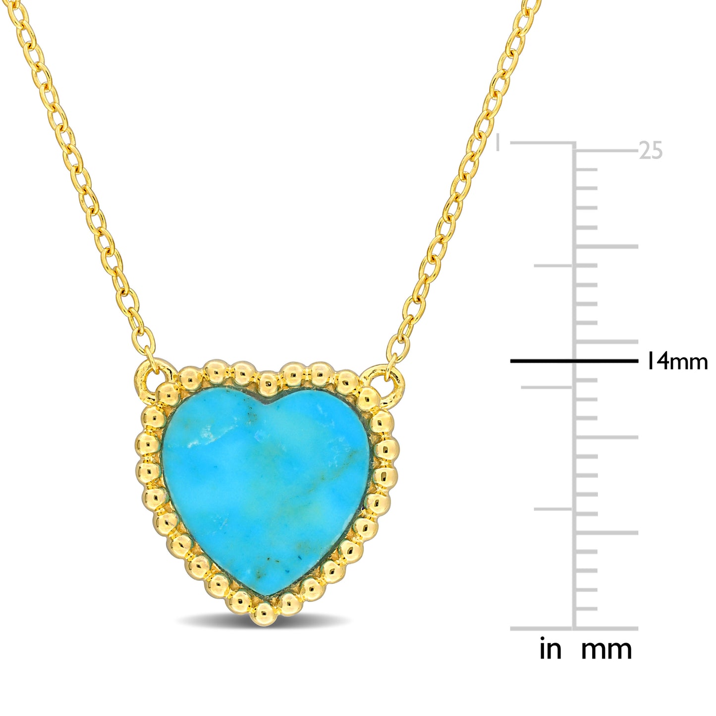 Heart Shape Created Turquoise Necklace With Beaded Halo