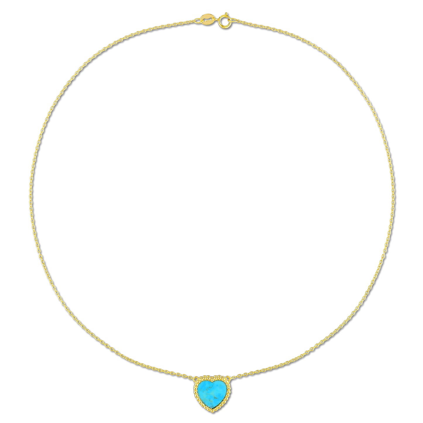 Heart Shape Created Turquoise Necklace With Beaded Halo
