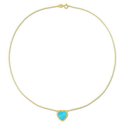Heart Shape Created Turquoise Necklace With Beaded Halo