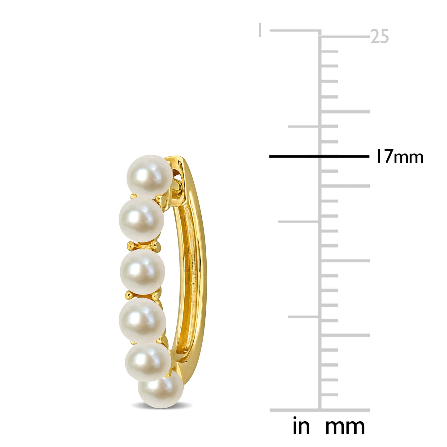 3 - 3.5 MM White Freshwater Cultured Pearl Hoop Earrings 10k Yellow Gold