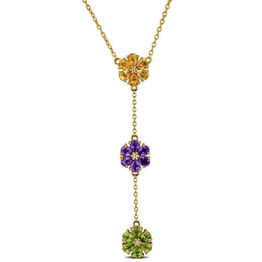 Multi Gem Floral Necklace