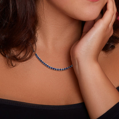 Created Blue Sapphire Tennis Necklace