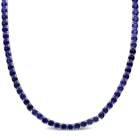 Created Blue Sapphire Tennis Necklace