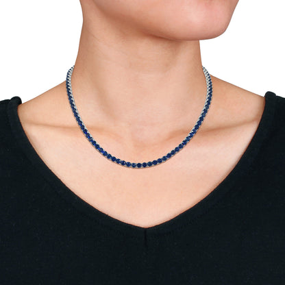 Created Blue Sapphire Tennis Necklace