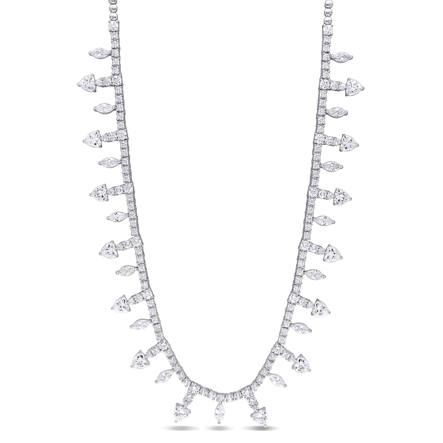 Silver White 19 3/4 CT TGW Created White Sapphire Necklace Silver White Box Clasp Length (inches): 18