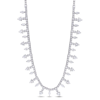 Silver White 19 3/4 CT TGW Created White Sapphire Necklace Silver White Box Clasp Length (inches): 18