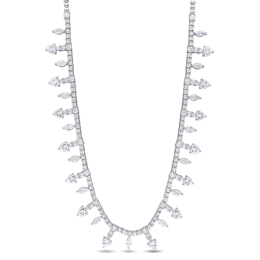 Silver White 19 3/4 CT TGW Created White Sapphire Necklace Silver White Box Clasp Length (inches): 18