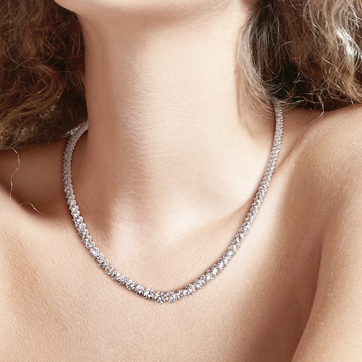 Cubic Zirconia Graduated Tennis Necklace