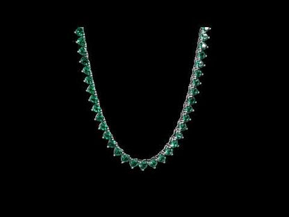 24 ct TGW Created emerald necklace silver white w/ tongue and groove clasp length (inches): 18