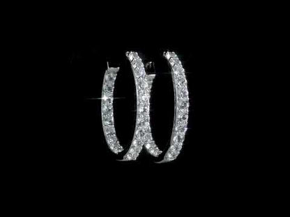 3.6 CT TGW Created White Sapphire Hoop Earrings Silver
