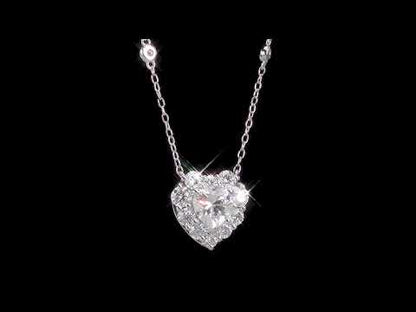 2 ct Moissanite Heart Station Necklace with By-The-Yard Silver Chain 18 inch