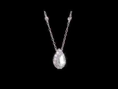 1 1/2 ct Moissanite Teardrop Station Necklace with By-The-Yard Silver Chain 18 inch