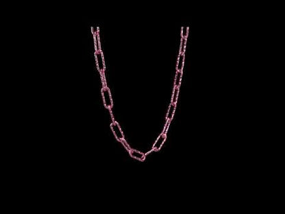 SILVER PINK 3.5MM FANCY CUT OVAL LINK NECKLACE W/ LOBSTER CLASP LENGTH (INCHES): 16