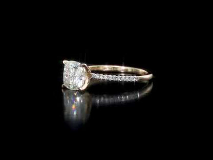 2ct Dew created white moissanite and 1/10ct tw diamond solitaire engagement ring in 14k gold