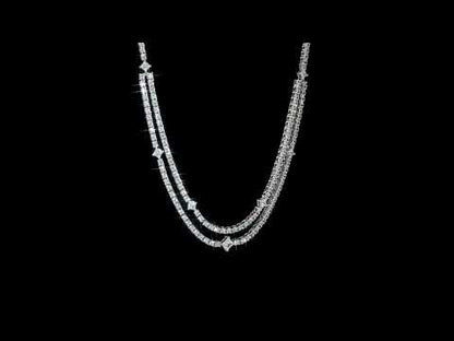 Created White Sapphire Two-Layer Necklace In Sterling Silver