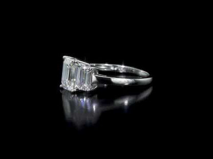 2 3/4ct Dew octagon created moissanite 3-stone engagement ring in 10k white gold