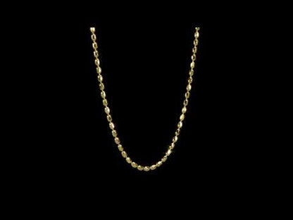 Oval ball chain necklace in yellow plated sterling silver, 16 inch