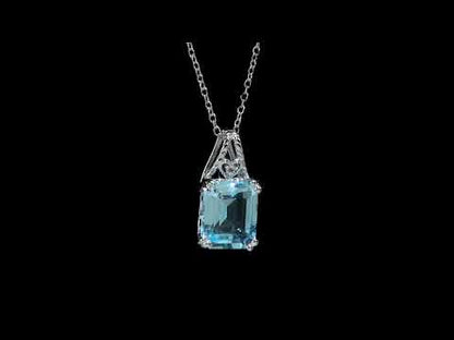 7 1/2 ct TGW blue topaz - sky white topaz fashion pendant with chain silver