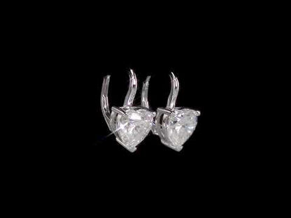 4ct Dew heart shaped created moissanite leverback earrings in 14k white gold