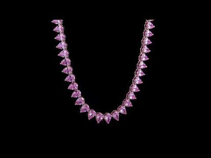 35 ct TGW Created pink sapphire necklace silver pink tongue and groove clasp length (inches): 18