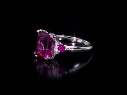 0.04 ct Diamond tw and 4 1/2 ct tgw pink topaz ruby fashion ring silver