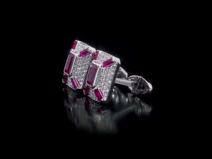 5 1/4 CT TGW Created Ruby Created White Sapphire Cufflink Silver