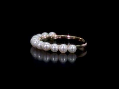3 - 3.5 MM White Freshwater Cultured Pearl Fashion Ring 14k Yellow Gold