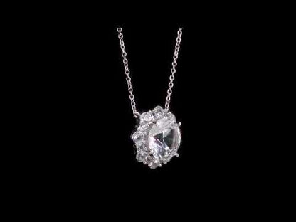 4 3/8 CT TGW Created White Sapphire Fashion Pendant With Chain 10k White Gold
