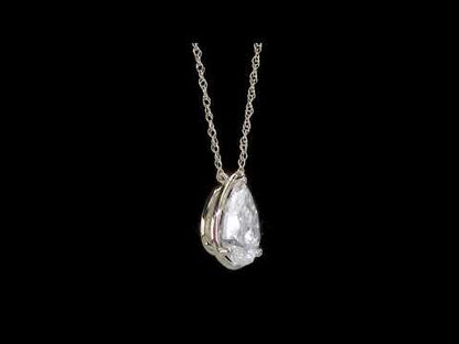 2 CT DEW Created Moissanite Teardrop Pendant With Chain 10k Yellow Gold