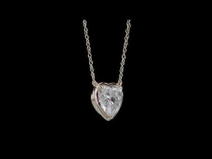 2 CT DEW Created Moissanite Heart Pendant With Chain 10k Yellow Gold