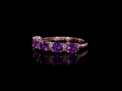 1 3/5 ct TGW Amethyst-africa white topaz fashion ring pink silver