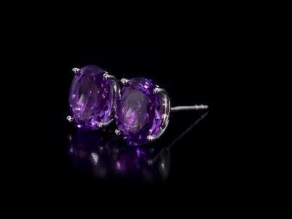 4 ct TGW Amethyst fashion post earrings silver