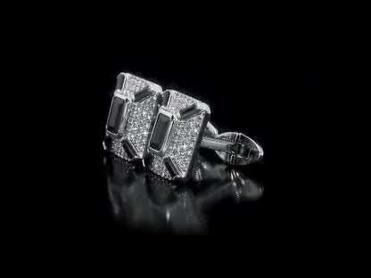 5 4/5 CT TGW Black Spinel Created White Sapphire Cufflink Silver