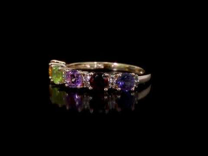 1 2/5 ct TGW White topaz amethyst iolite garnet citrine peridot fashion ring yellow silver yellow plated