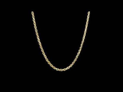 SILVER YELLOW 2.2MM ROPE CHAIN NECKLACE W/ LOBSTER CLASP