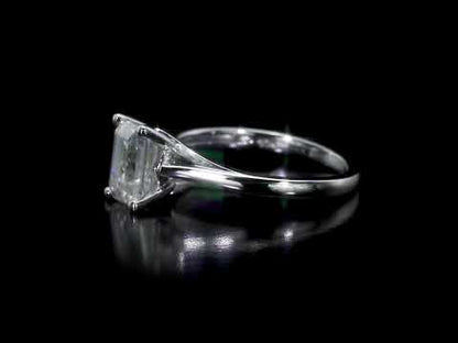1 3/4ct Dew emerald cut created moissanite solitaire ring in 10k white gold