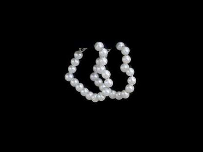 4.5-5mm Cultured freshwater pearl open heart hoop earrings in sterling silver