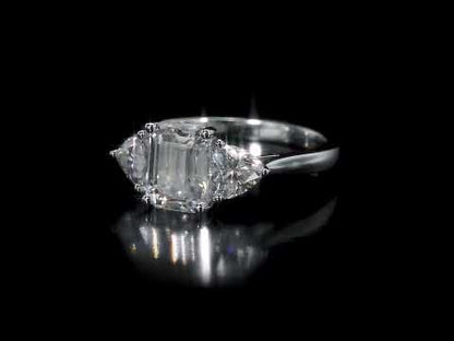 2 3/4 ct Dew created moissanite octagon and trilliant ring