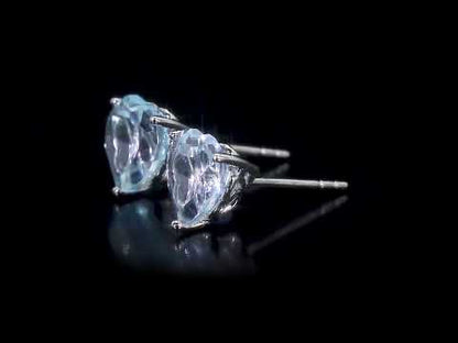 4 ct TGW Blue topaz - sky fashion post earrings silver