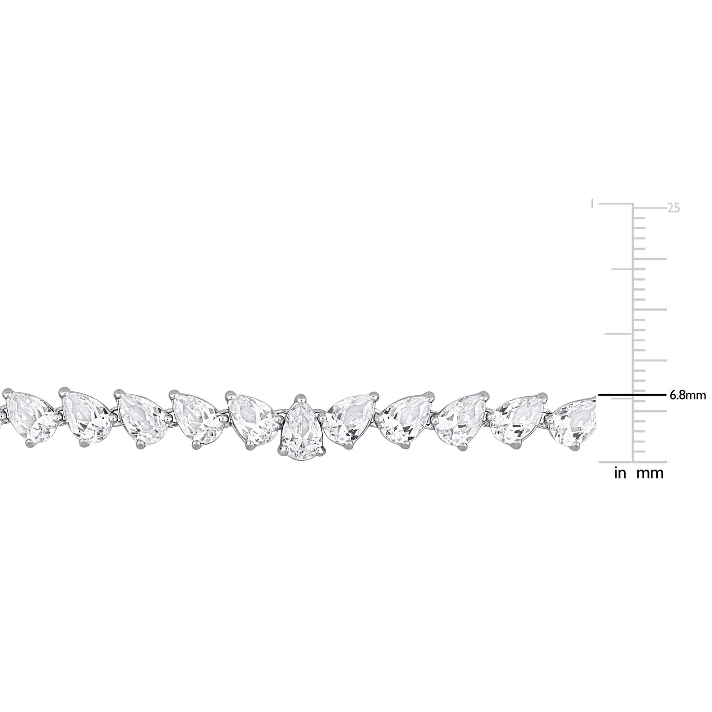 Created White Sapphire Pear Shape Tennis Necklace