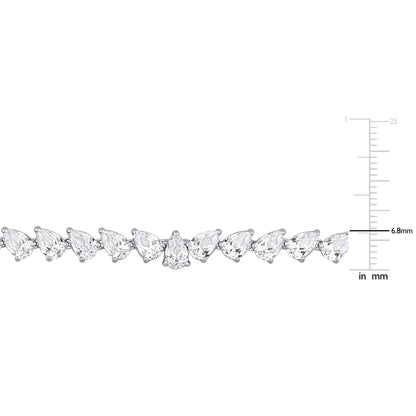 Created White Sapphire Pear Shape Tennis Necklace
