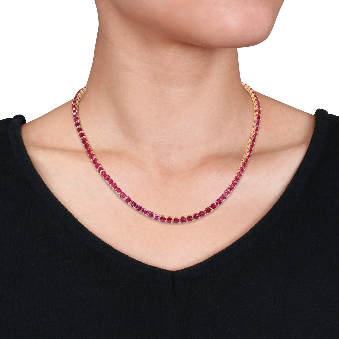 Created Ruby Tennis Necklace
