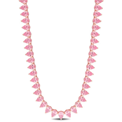 35 ct TGW Created pink sapphire necklace silver pink tongue and groove clasp length (inches): 18